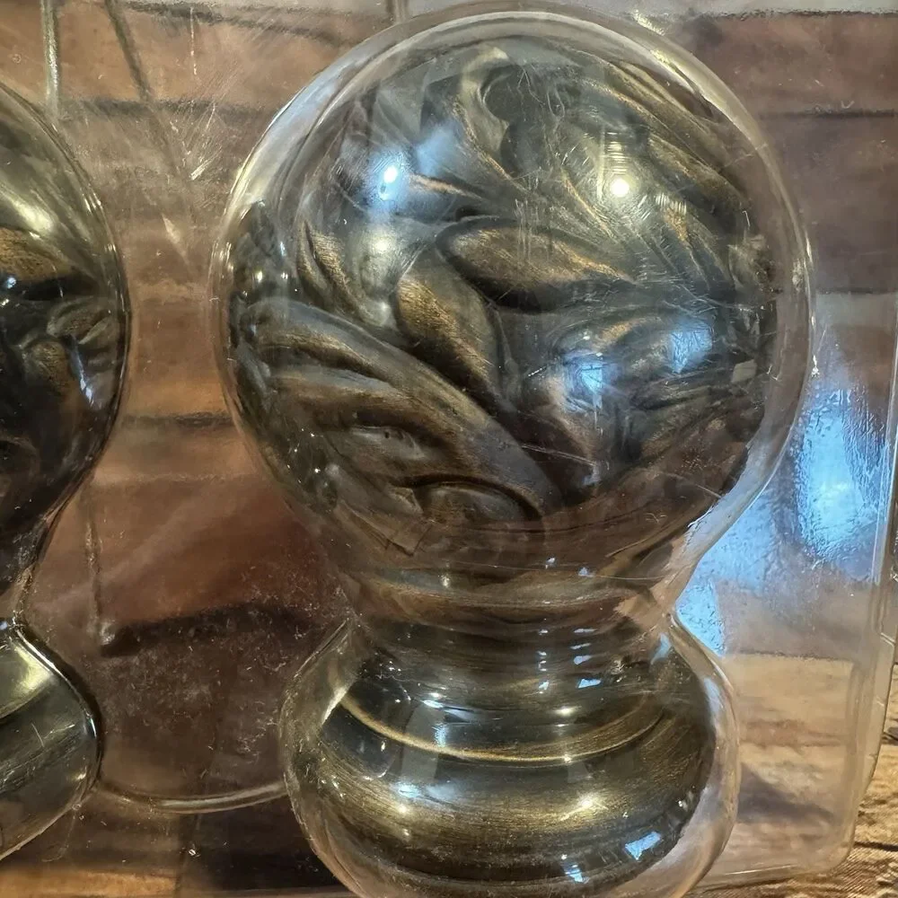 Palais Royale Valencia Twist Ball Finial Pair Venetian Black Curtain Rod Set New